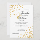 Invitation Élégant Script Mariage Gold Confetti QR RSVP (Devant)