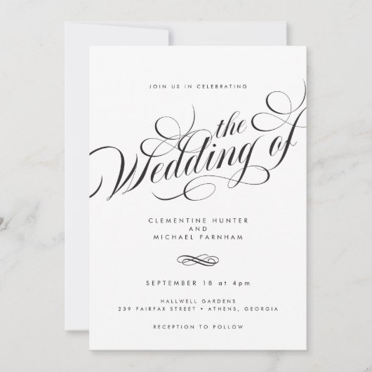 Invitation Élégant Script Mariage moderne (Devant)