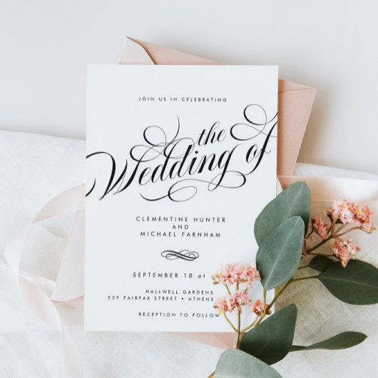 Invitation Élégant Script Mariage moderne
