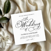 Invitation Élégant Script Mariage noir et blanc