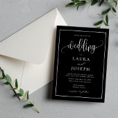 Invitation Élégant script Mariage noir et blanc