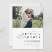 Invitation Élégant script Mariage noir et blanc (Devant)