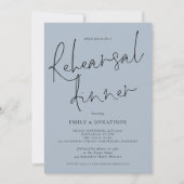 Invitation Élégant Script Mariage Répétition Dîner Dusty Blue (Devant)