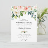 Invitation Élégant script mariage rose pâle (Debout devant)