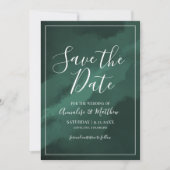 Invitation Élégant Script mariage vert Enregistrer la date (Devant)