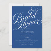 Invitation Élégant Script Marseille Bleu Fête des mariées (Devant)