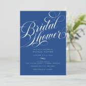 Invitation Élégant Script Marseille Bleu Fête des mariées (Debout devant)