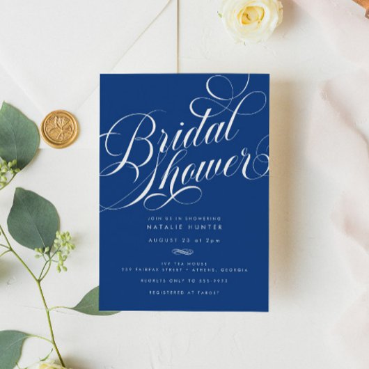 Invitation Élégant Script Marseille Bleu Fête des mariées