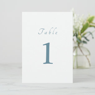 Invitation Élégant Script Minimal Blue Mariage Numéro de tabl