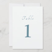 Invitation Élégant Script Minimal Blue Mariage Numéro de tabl (Devant)
