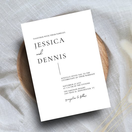 Invitation Élégant script minimal moderne Mariage B&W