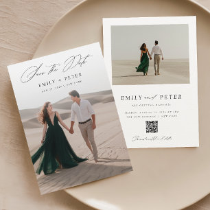 Invitation Élégant Script Minimaliste 2 Photo Enregistrer La