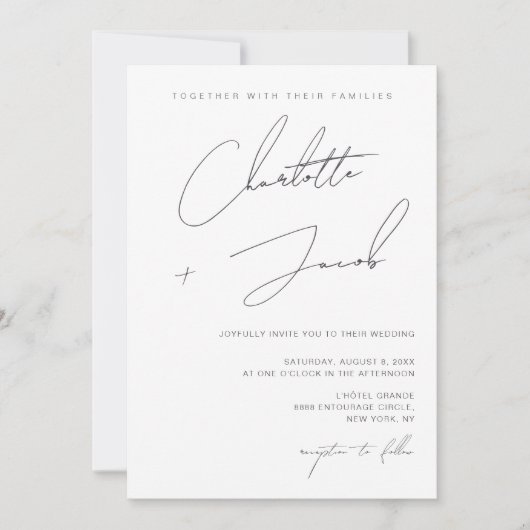 Invitation Élégant script minimaliste Mariage ivoire (Devant)
