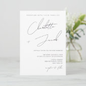 Invitation Élégant script minimaliste Mariage ivoire (Debout devant)