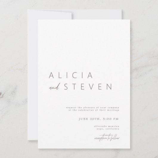 Invitation Élégant script minimaliste Mariage moderne (Devant)
