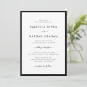 Invitation Élégant script minimaliste Mariage noir et blanc (Debout devant)