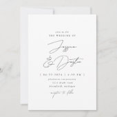 Invitation Élégant script minimaliste Mariage noir et blanc (Devant)