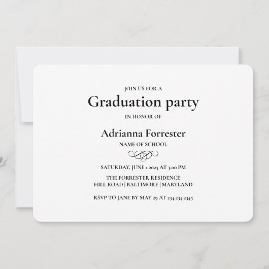 Invitation Élégant script moderne (Dos)