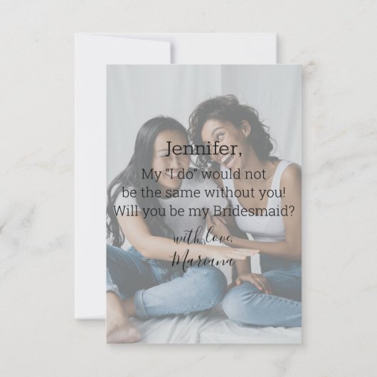 Invitation élégant script moderne 2 photos bridesmaid proposi (Dos)