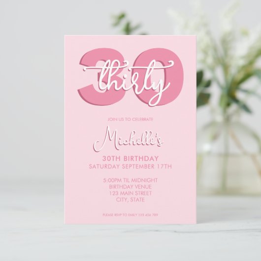 Invitation Élégant script moderne 30e anniversaire (Debout devant)