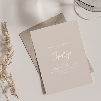 Invitation Élégant Script moderne 30e Anniversaire Champagne