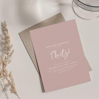 Invitation Élégant script moderne 30e anniversaire Dusty rose