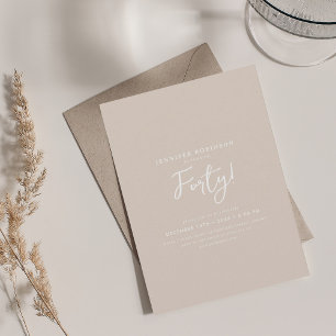 Invitation Élégant Script moderne 40e Anniversaire Champagne