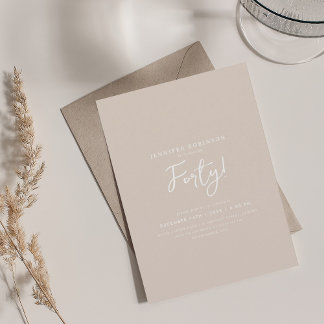 Invitation Élégant Script moderne 40e Anniversaire Champagne