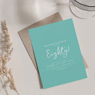 Invitation Élégant Script moderne 80e fête d'anniversaire Tur