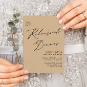 Invitation Élégant Script Moderne Beige Dîner De Répétition Q