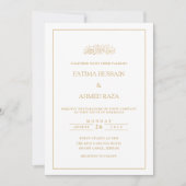 Invitation Élégant script moderne blanc musulman Mariage musu (Devant)