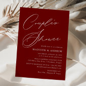 Invitation Élégant Script moderne Burgundy Couple's Shower