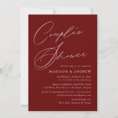 Invitation Élégant Script moderne Burgundy Couple's Shower (Devant)