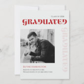 Invitation Élégant script moderne de type rouge noir et gris (Devant)