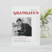 Invitation Élégant script moderne de type rouge noir et gris (Debout devant)