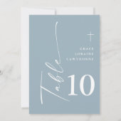 Invitation Élégant Script moderne Dusty Blue Table Numéros (Dos)