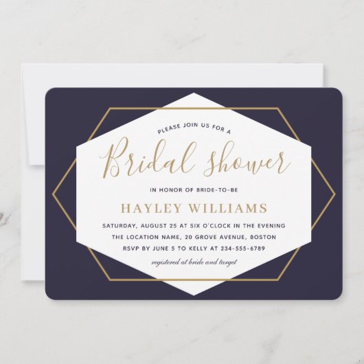 Invitation Élégant script moderne Fête des mariées géométriqu (Devant)