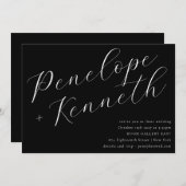 Invitation Élégant Script Moderne Mariage Black Website RSVP (Devant / Derrière)