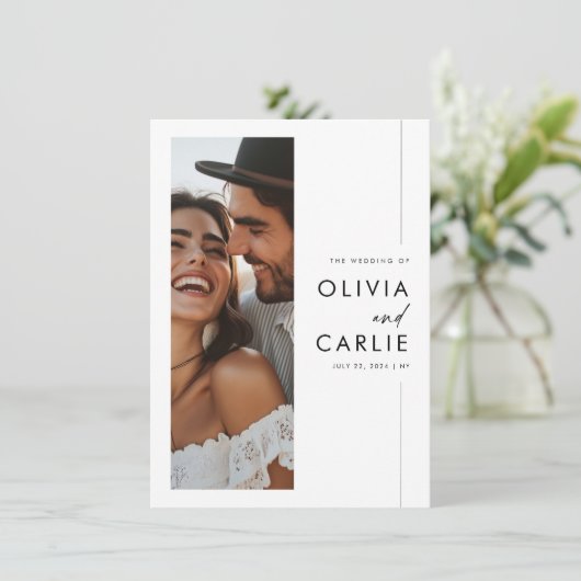 Invitation Élégant script moderne Mariage budget photo (Debout devant)