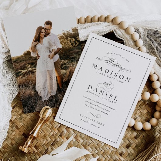 Invitation Élégant script moderne Mariage budget photo