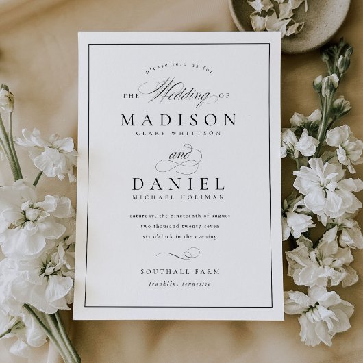 Invitation Élégant script moderne Mariage classique