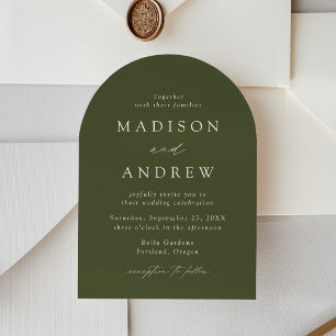 Invitation Élégant script moderne Mariage d'arc vert d'olive
