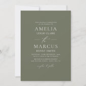 Invitation Élégant script moderne Mariage d'olive (Devant)