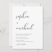 Invitation Élégant Script Moderne Mariage noir et blanc (Devant)