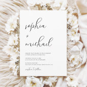 Invitation Élégant Script Moderne Mariage noir et blanc