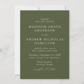 Invitation Élégant script moderne Mariage vert olive (Devant)