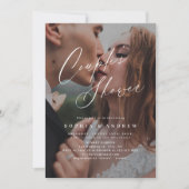 Invitation Élégant script moderne minima photo couples douche (Devant)