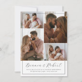 Invitation Élégant Script Moderne Minimaliste 5 Photos Mariag (Devant)