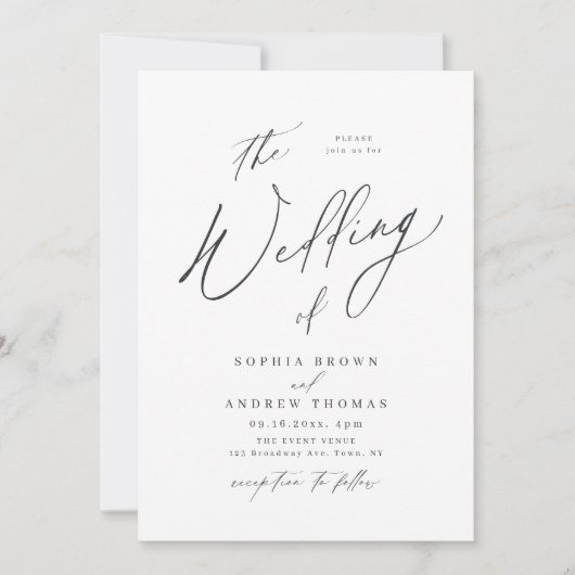 Invitation Élégant script moderne minimaliste mariage (Devant)