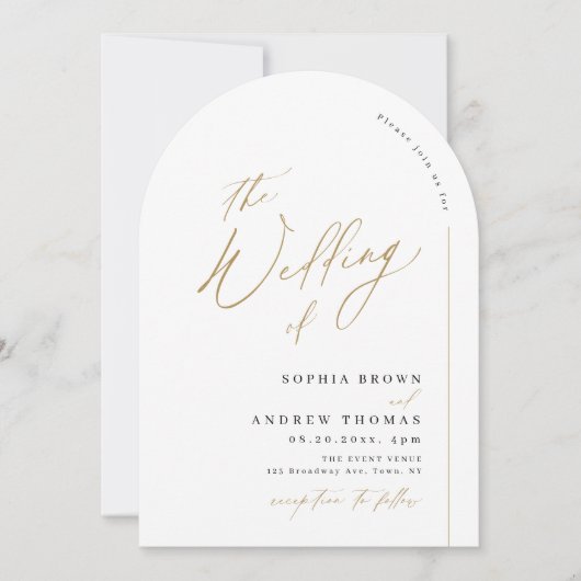 Invitation Élégant script moderne minimaliste mariage arc (Devant)